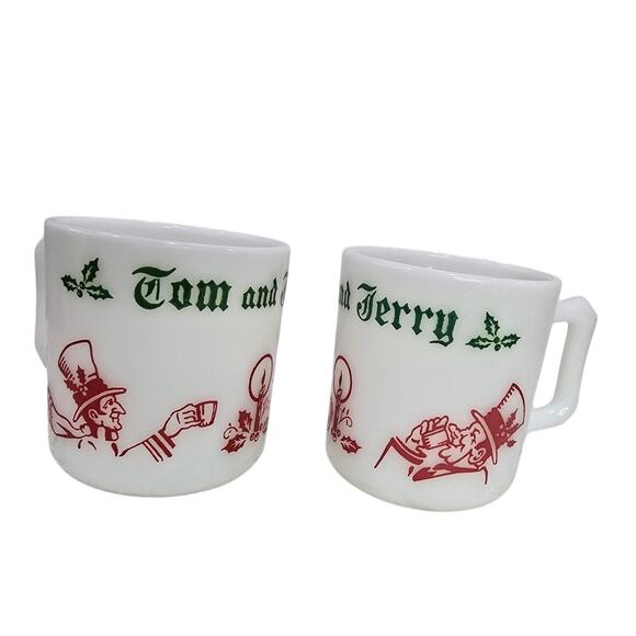 Vintage 1960s–1970s Tom and Jerry Milk Glass Mugs – Set of 2 - Picture 1 of 11